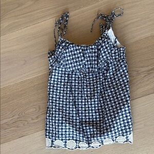 J. CREW Blue and White Gingham Women's Top